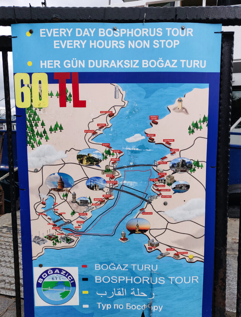 The map of the Bosphorus Cruise in Istanbul.
