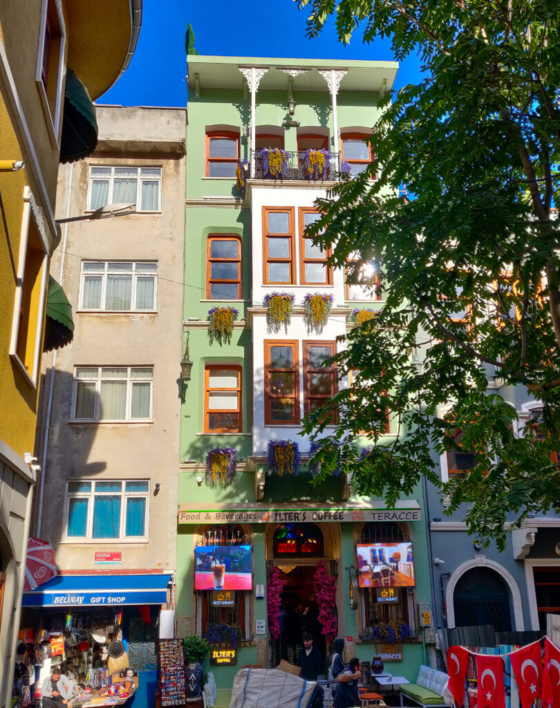 İlters Coffee is a terrace cafe in Balat. Balat is a historic, colorful, wild and creative neighborhood on the European side of Istanbul, Turkey.