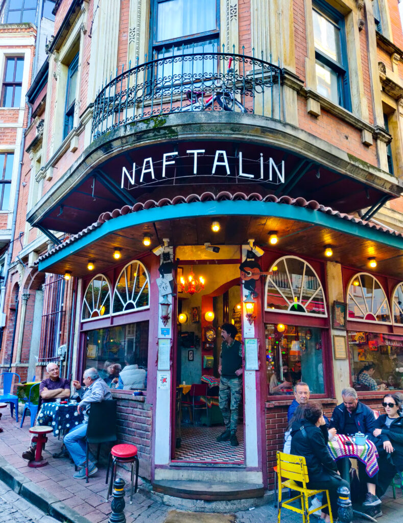 Cafe Naftalin K. is a vintage cafe in Balat. Balat is a historic, colorful, wild and creative neighborhood on the European side of Istanbul, Turkey.